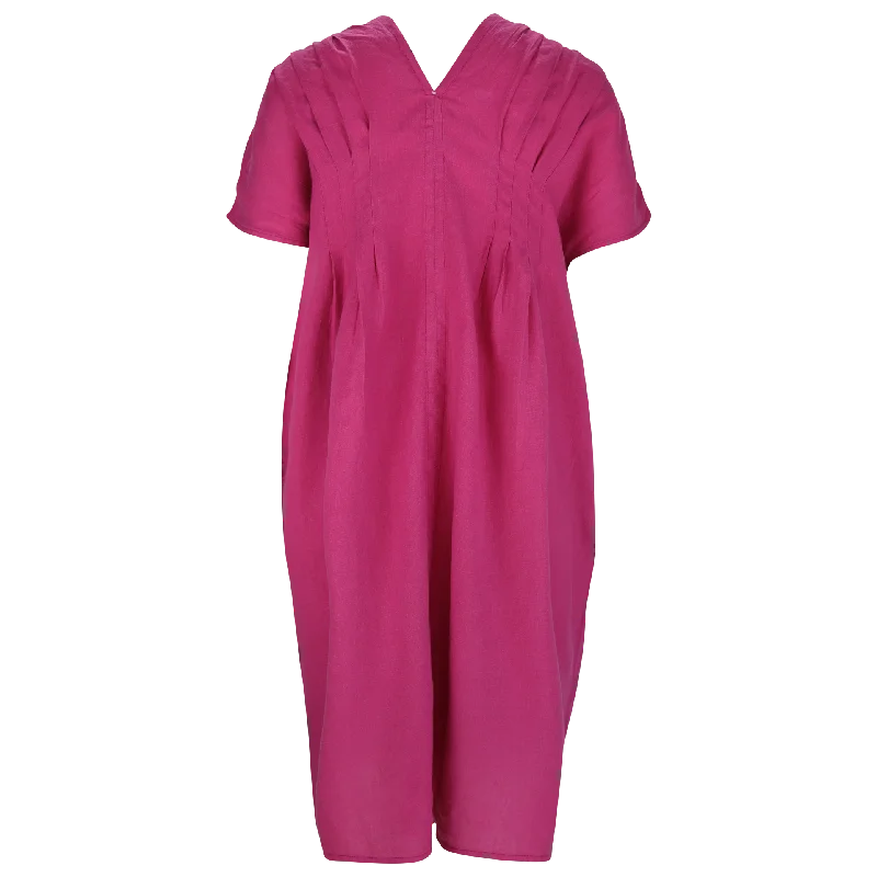 chic shift dressLaura V-neck Pleat Dress Fuschia 23