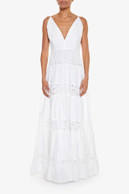 casual midi dressWhite Crochet Trim Maxi Dress