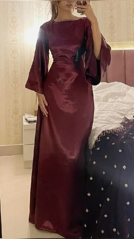 elegant maxi dressElegant Burgundy Long Sleeves Chiffon Long Party Dress, DP3626