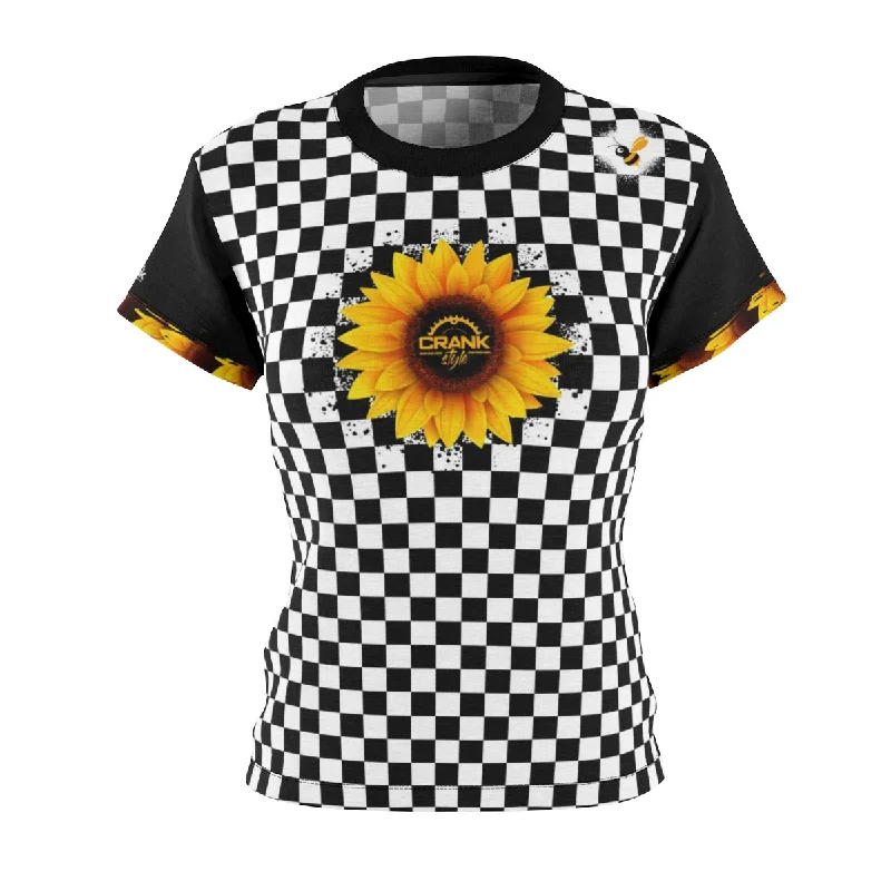 vibrant athletic hoodieWomen's Bee Sunflower Checker MTB Jersey