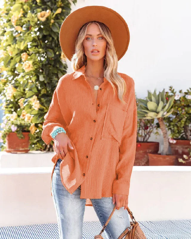 puff sleeve dressKennedy Cotton Pocketed Button Down Tunic - Tangerine