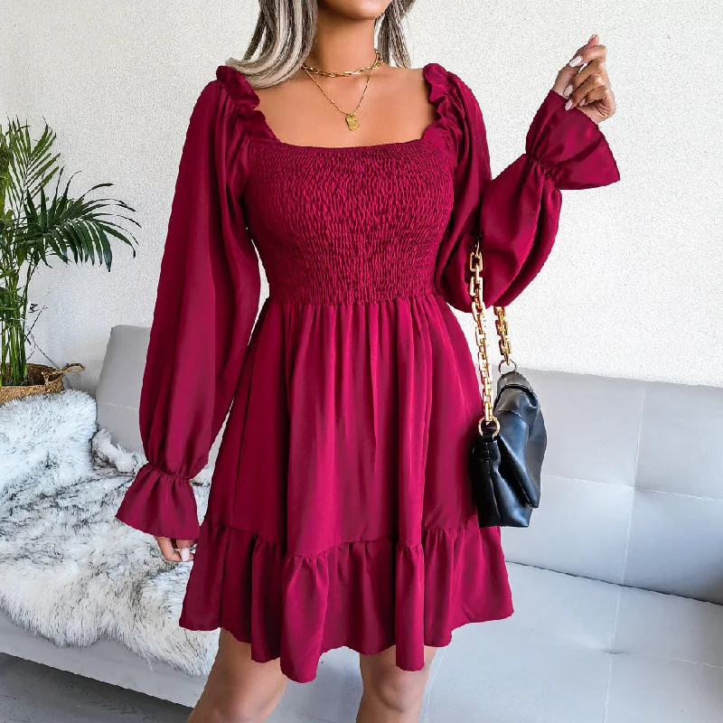 flowy evening dressStarts With Love Smocked Dress - Wine - FINAL SALE