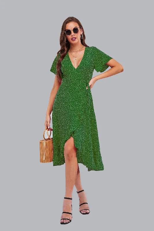 wrap-around dressRejoice Metallic Detailed Wrap Maxi Dress - Green - FINAL SALE