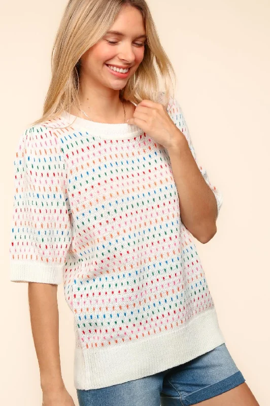 classic zip-up coatPLUS BUBBLE SHORT SLEEVE MULTI COLOR SWEATER TOP