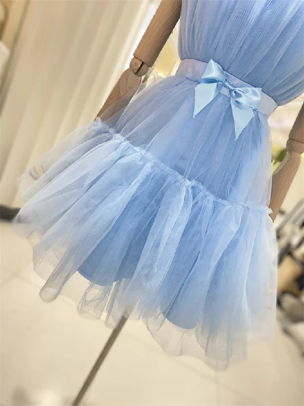 flowy evening dressHomecoming Dresses,Tulle Party Dress With Bow, Lovely Formal Dresses Homecoming Dress,DP24565