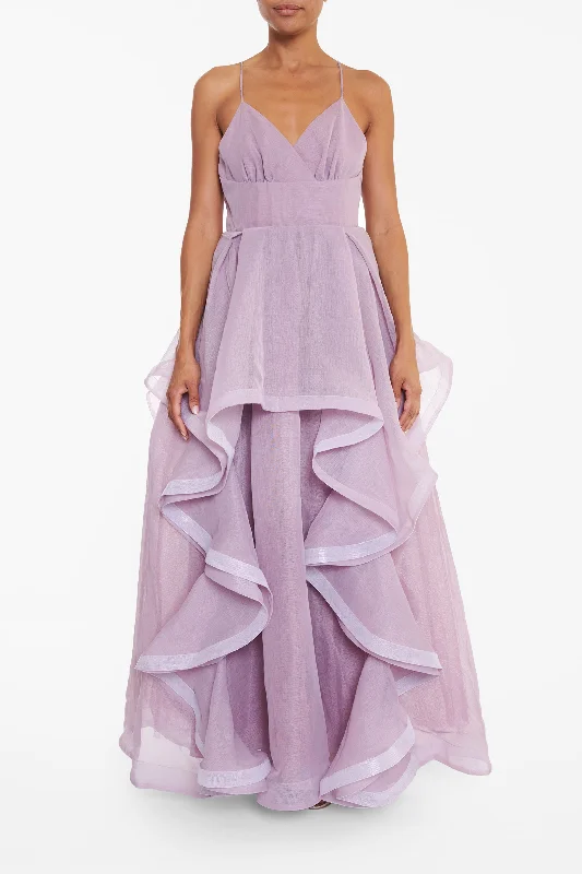 velvet dressIngrid Lilac Layered Ruffle Strappy Maxi-Dress