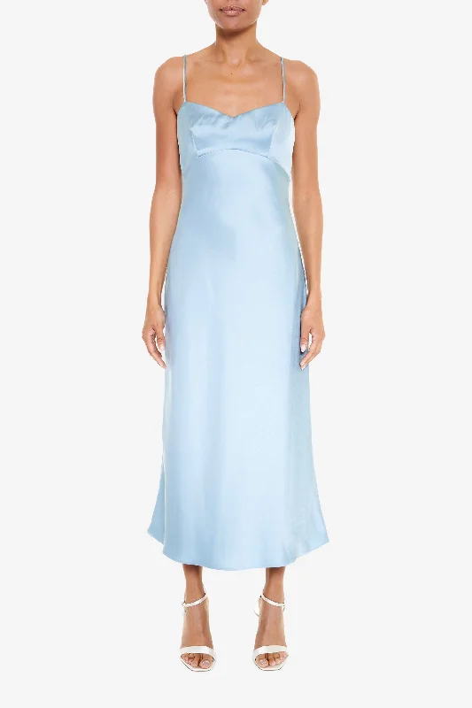 silk dressDelphine Dusty Blue Midi Slip Dress