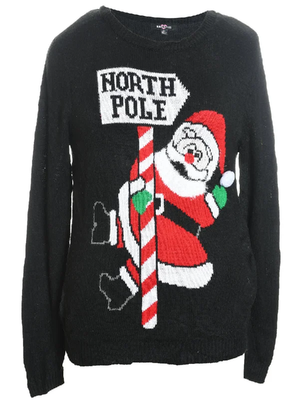 utility coatSanta Claus Design Black Knit Christmas Jumper - XL