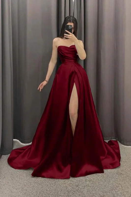 flowy maxi dressStunning Sweetheart A-Line Long Party Dress Wine Red Evening Gown, DP3606