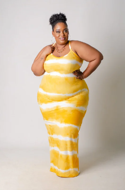 spaghetti strap dressDip in Maxi Dress - Yellow