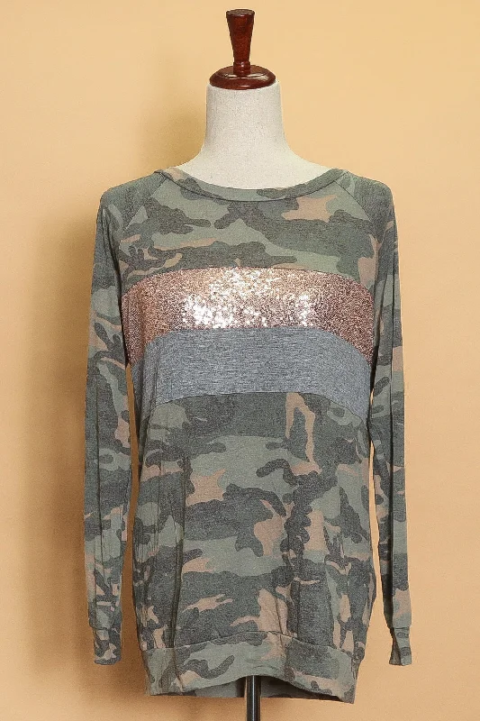 windbreaker jacketCamo Sequin Sweater