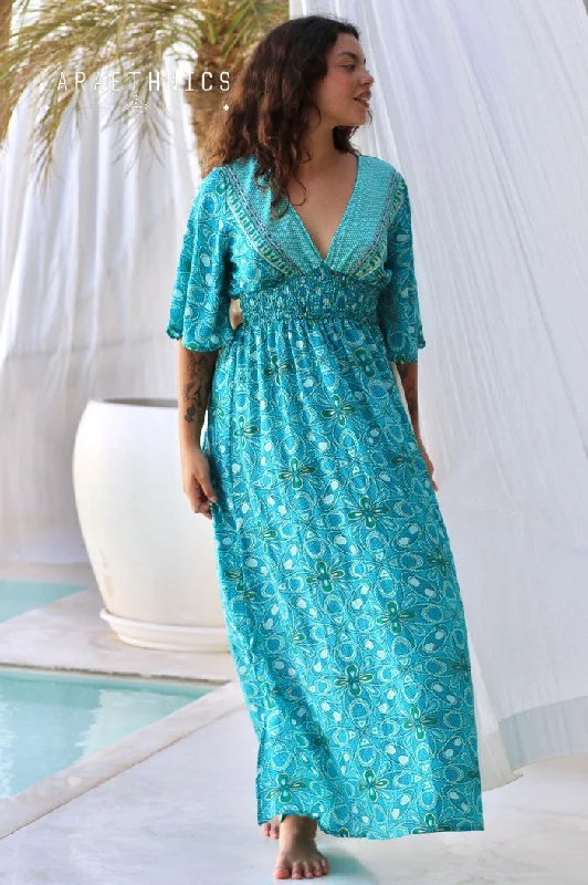 stylish dressSeraphine turquoise long dress