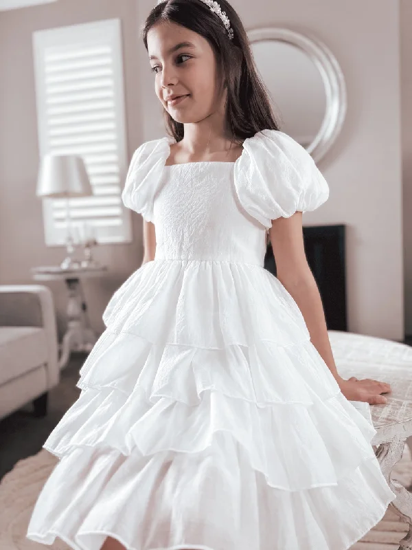 minimalistic dressJosie Layered White Girls Dress