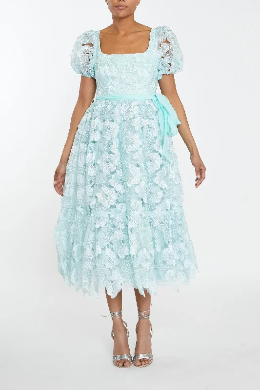 evening dressAlice Aqua Organza Peplum Midaxi Dress