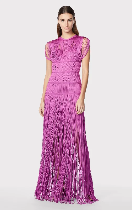 flowy evening dressBANDED FRINGE GOWN