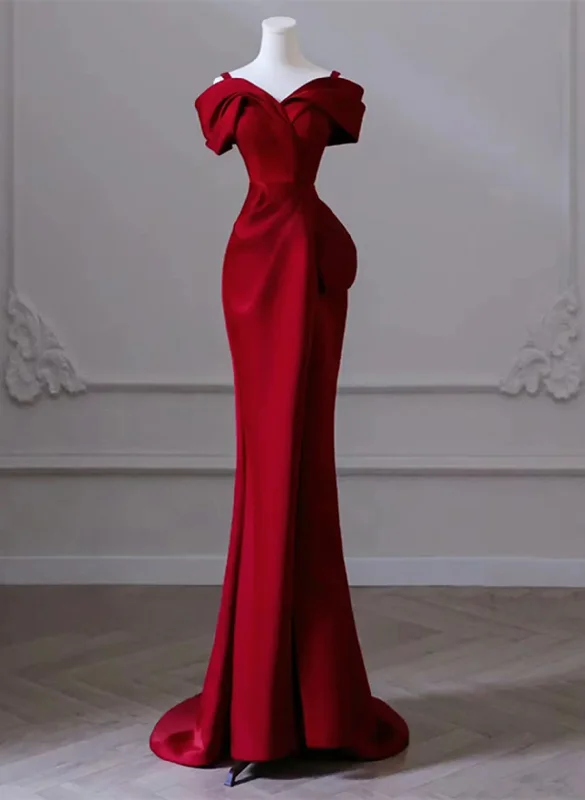 casual evening dressCharming Red Straps Off Shoulder Mermaid Long Prom Gown Evening Dress, DP3466