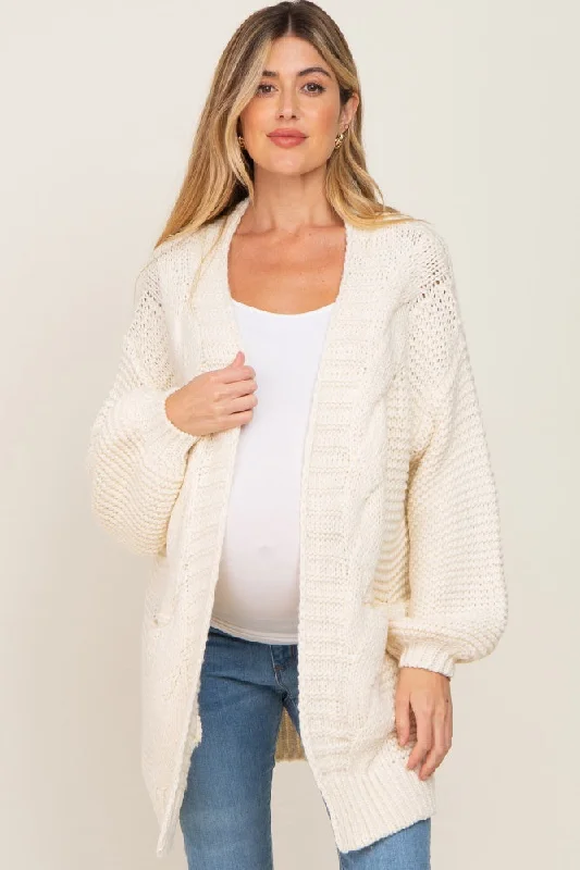 classic jacketCream Cable Knit Front Pocket Maternity Cardigan