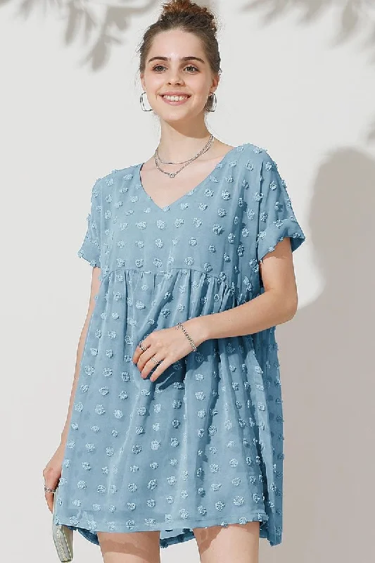 romantic dressV NECK DOT CHIFFON SHORT LOVELY DRESS