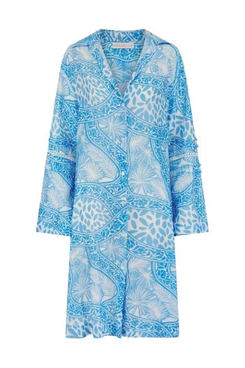 relaxed fit dressPR uno blue palms shirt dress