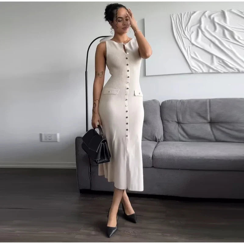 vintage dressMaxima - Elegant fine knitted dress