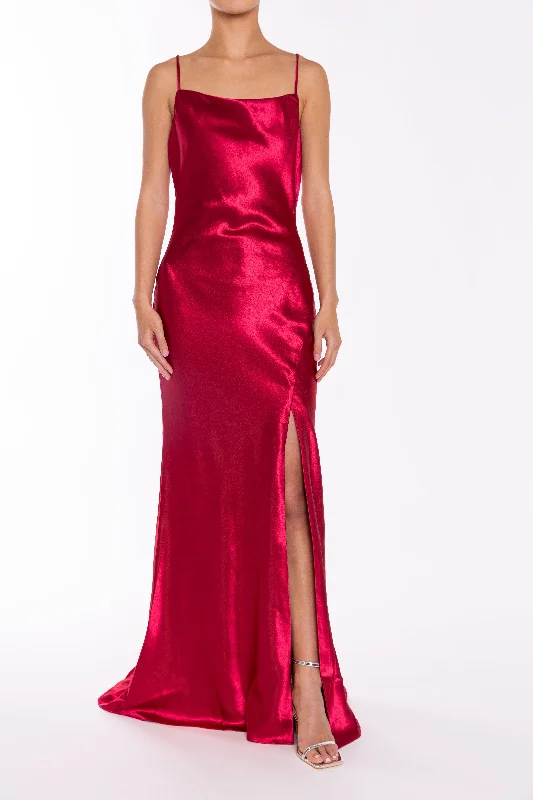 stylish party dressPippa Claret Bridesmaid Cowl-Neck Slip Dress