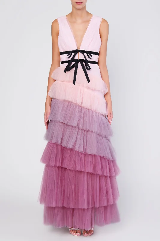 formal dressLayla Lilac Ombre Pleated Tired Maxi-Dress