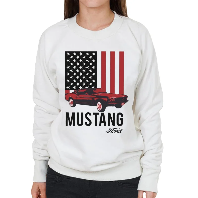 comfy workout wear hoodieFord Mustang USA Flag Women's Sweatshirt