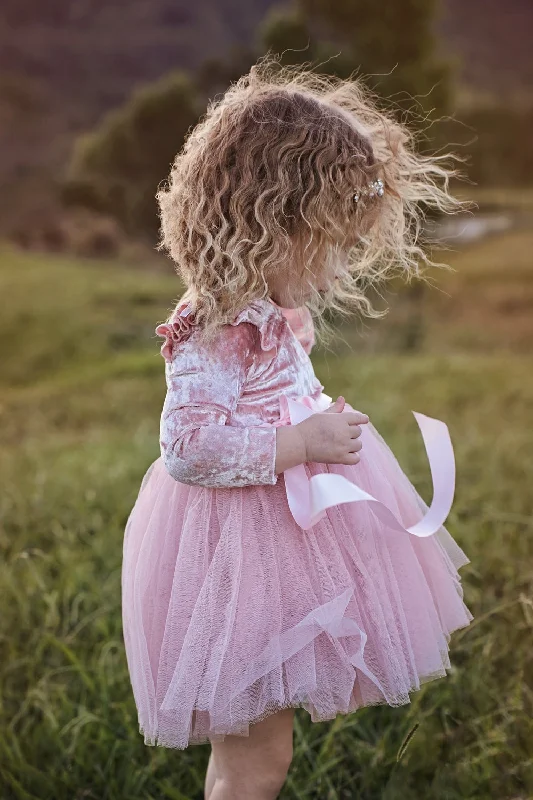 pleated dressNellie Girls Velvet Dress - Pink