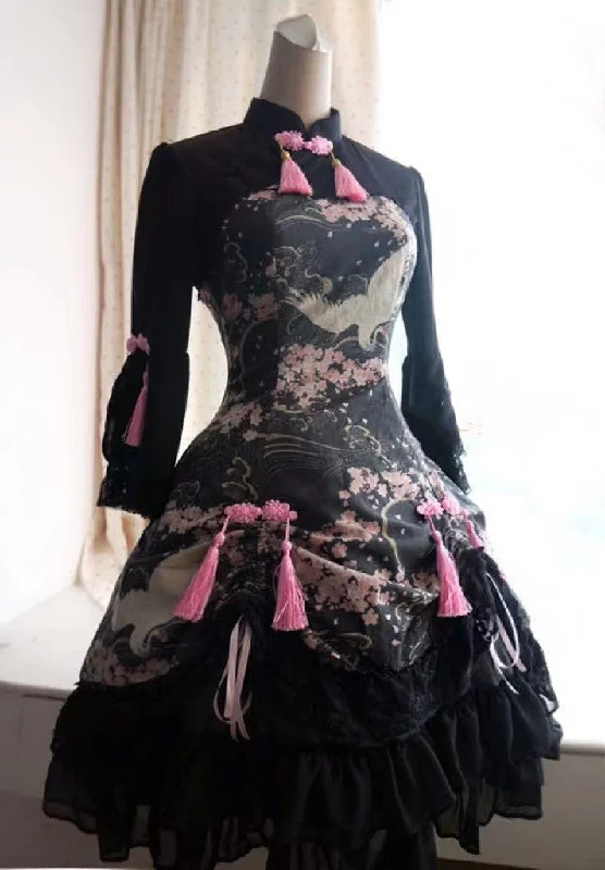 elegant evening dressStrawberry Witch~Sakura & Crane~Qi Lolita OP