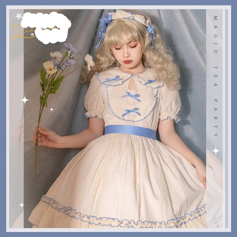 pleated dressMagic Tea Party~Lena's Garland~Solid Color Lolita OP