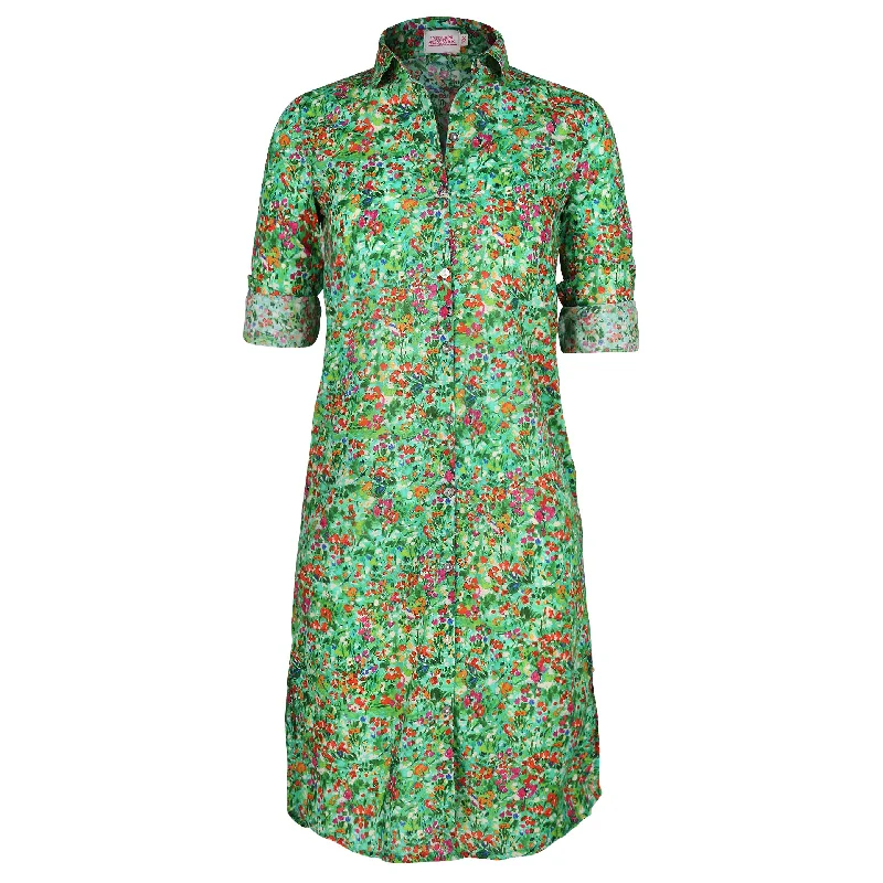 casual evening dressJilly midi shirt dress green floral