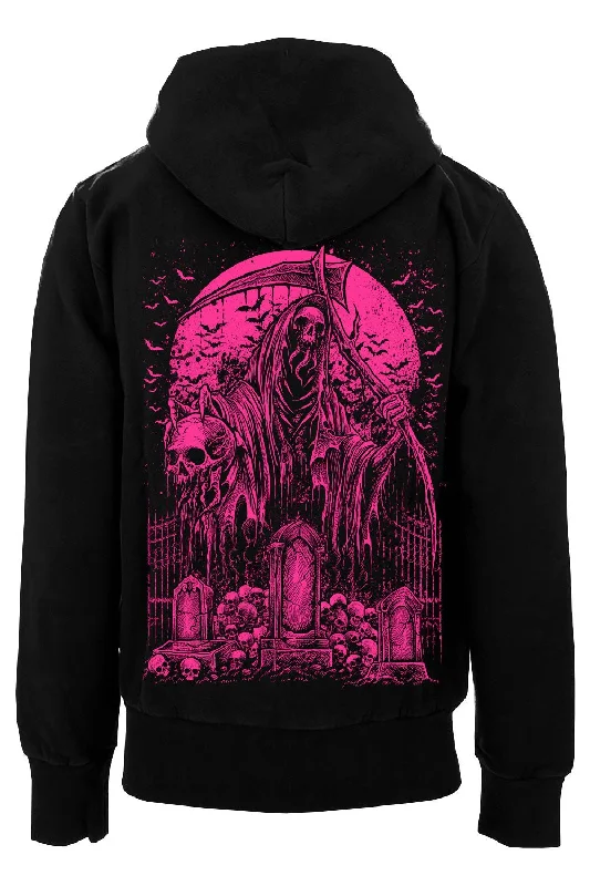 graphic coatGraveyard Grim Reaper Hoodie [PINK]