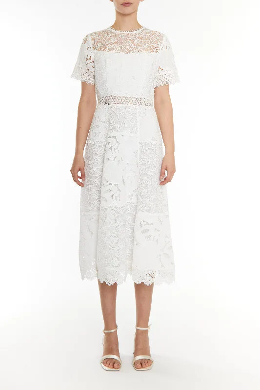 minimalistic dressCharlie White Patchwork Lace A-line Midi Dress