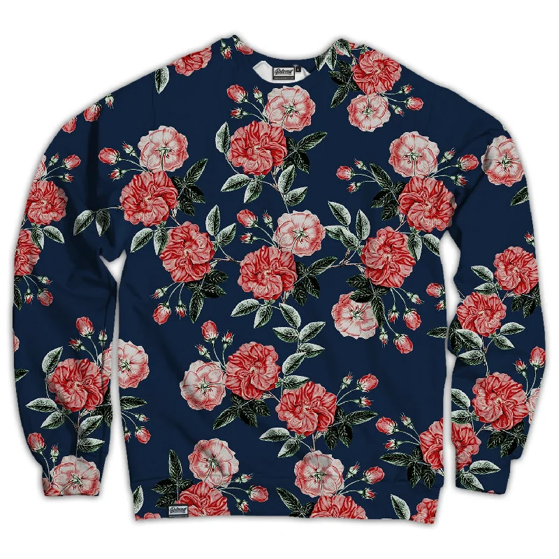 loose fit sports sweatshirtVintage Rose Unisex Sweatshirt