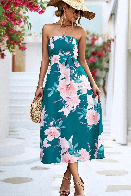 comfy maxi dressFLORAL PRINTING WOMEN TUBE DRESS