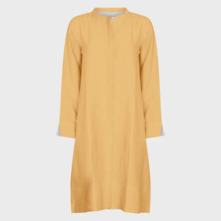 trendy wrap dressNOLOGO Super mix gold linen coat dress