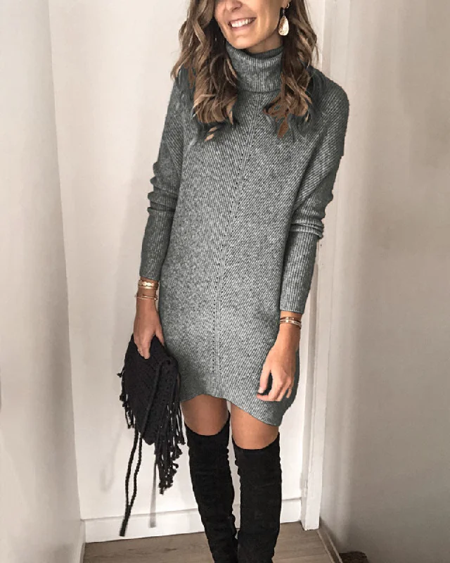 draped dressKannon Turtleneck Sweater Dress - Slate - FINAL SALE