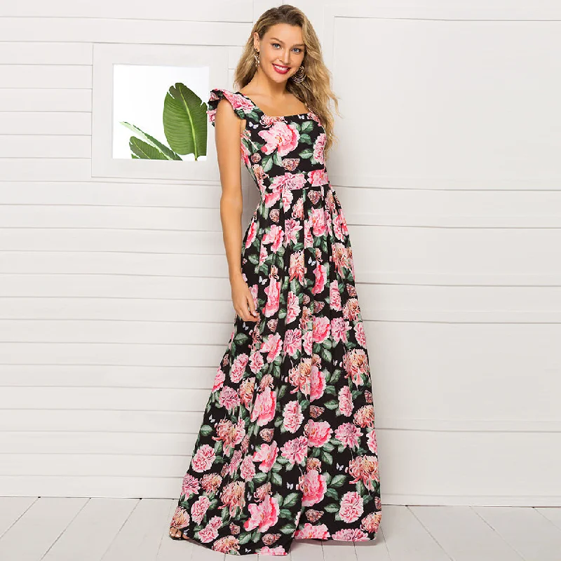 sleek dressBeach In Bali Smocked Tiered Maxi Dress