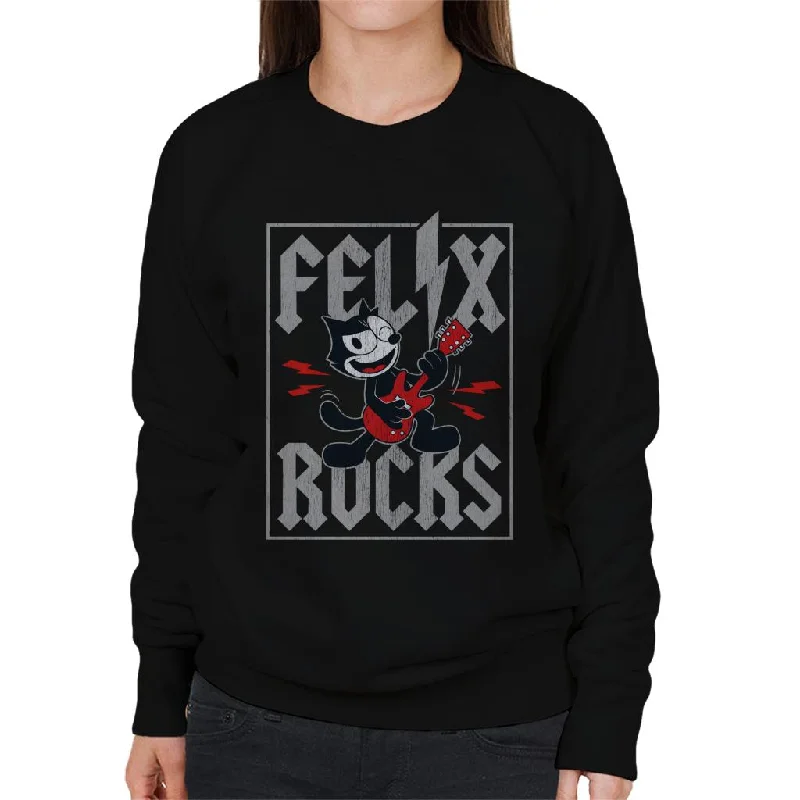 cozy workout hoodieFelix The Cat The Rock Star Women's Sweatshirt