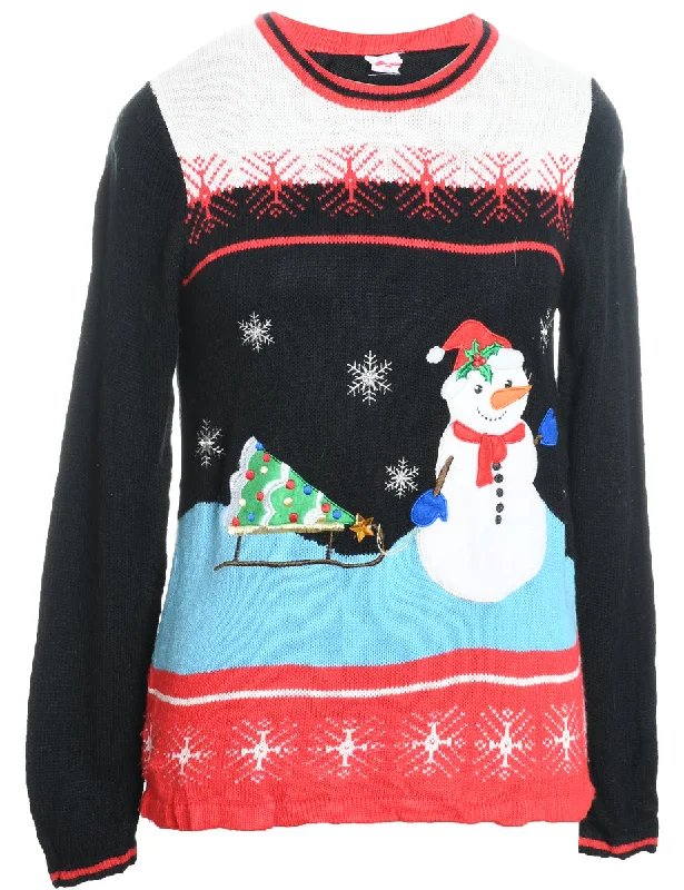 winter coatSnowman Design Black Knit Christmas Jumper - S