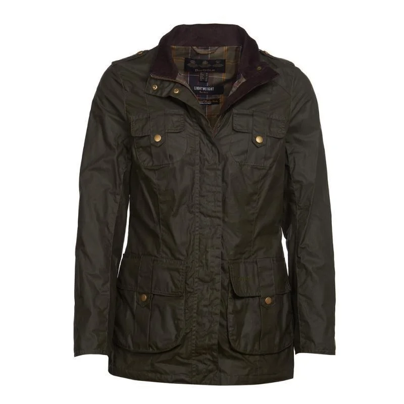 urban street coatBarbour Defence Lightweight Ladies Wax Jacket - Archive Olive