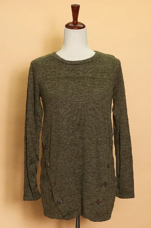 sporty outerwearGreen Button Detail Sweater