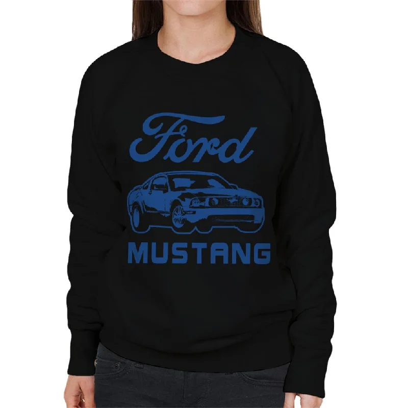 sleek workout sweatshirtFord Mustang Blue Outline Women's Sweatshirt