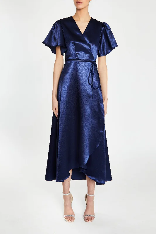 romantic dressSerena Navy Bridesmaid Wrap Midi-Dress