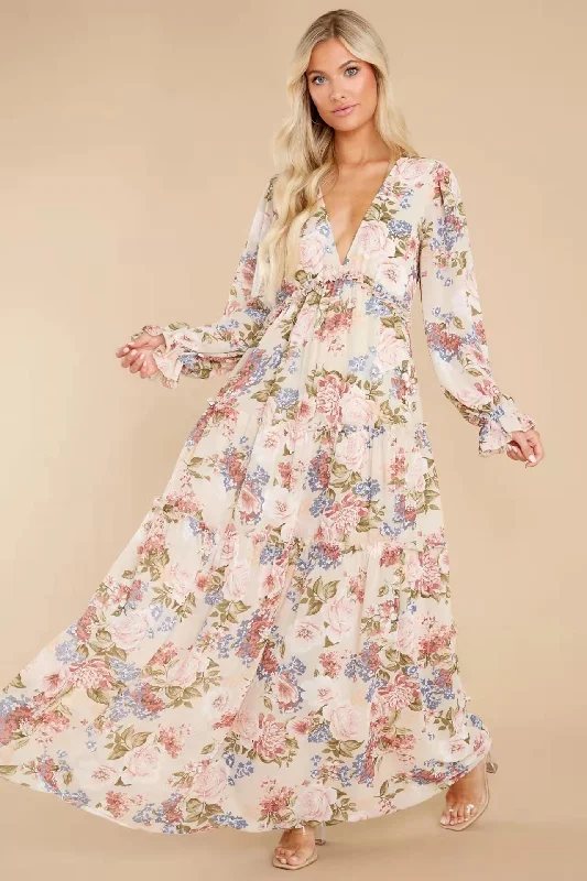 party-ready dressGracefully Yours Floral Chiffon Boho Maxi Dress