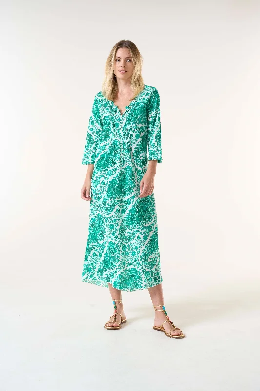 v-neck dressST tropez emerald long poppy