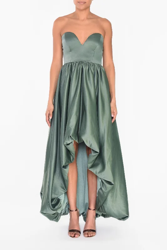 silk dressGreen Strapless High Low Dress