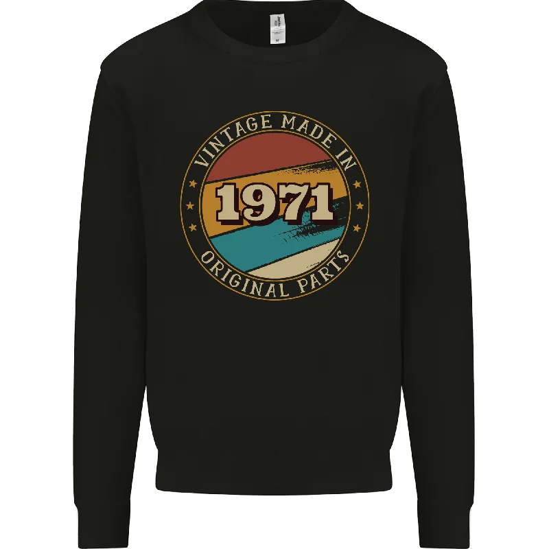 oversized gym sweatshirt53rd Birthday  Vintage Made In 1971 Mens Sweatshirt Jumper