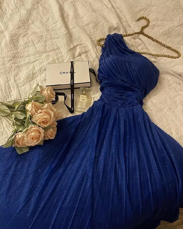 sophisticated dressRoyal Blue One Shoulder A-Line Formal Long Prom Dress Evening Gown, DP3328