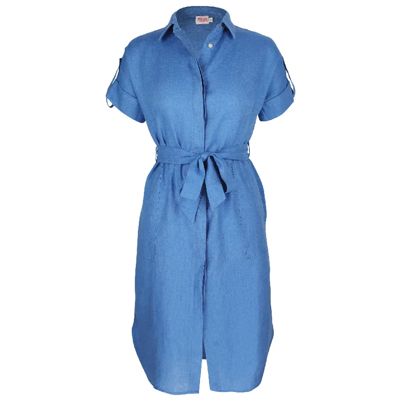 high-waisted dressPatsy Midi Denim Blue Shirt Dress